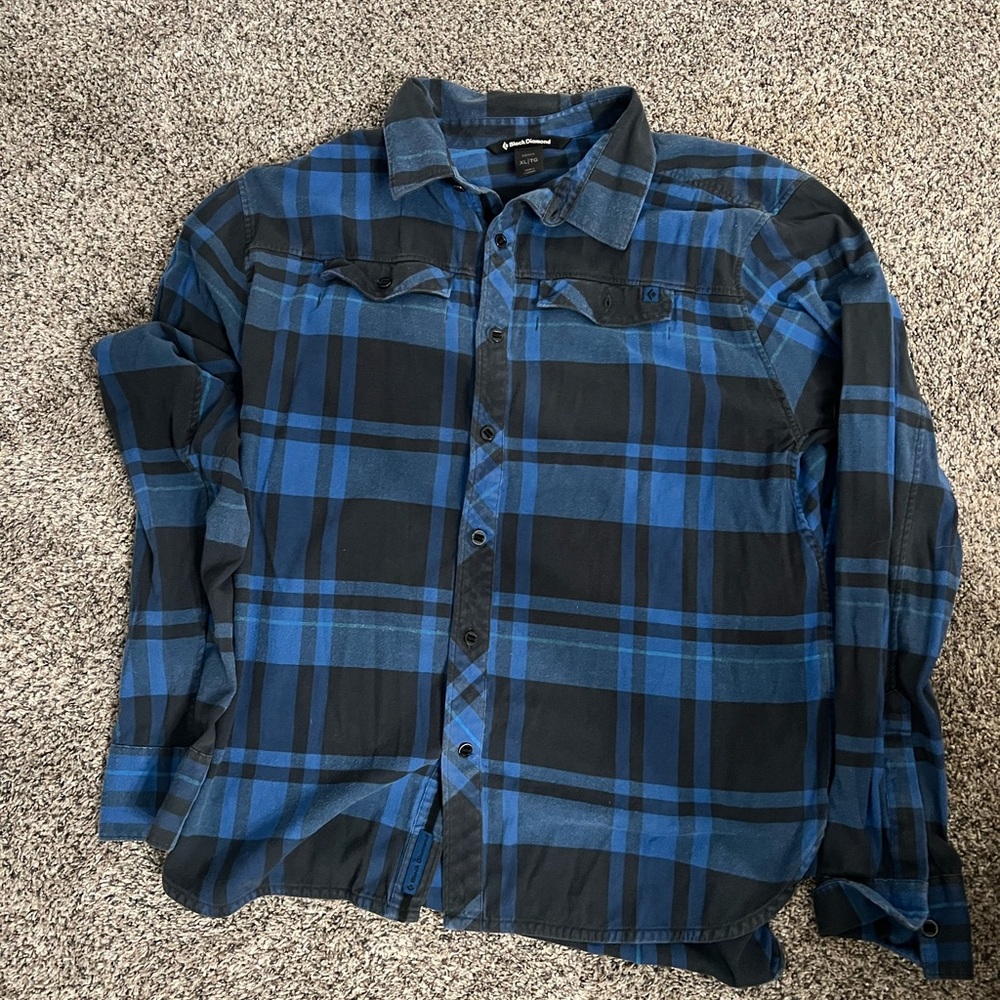 Black Diamond Blue and Black Checkered Shirt